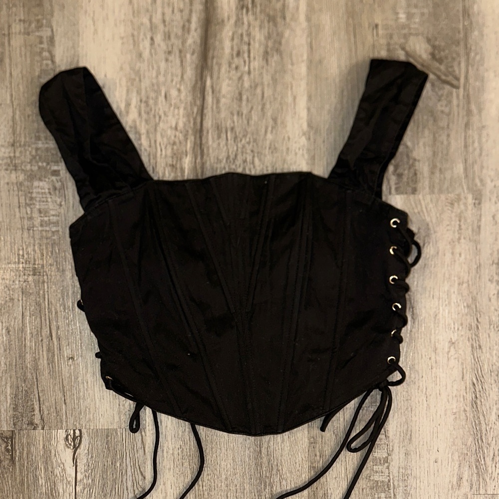 Forever 21 Black Lace-Up Bodysuit